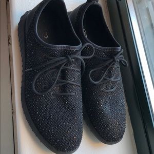 All black crystal sneakers